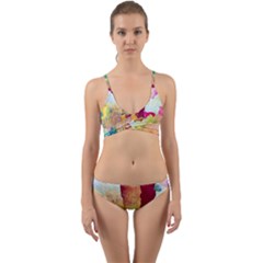 Art Detail Abstract Painting Wax Wrap Around Bikini Set