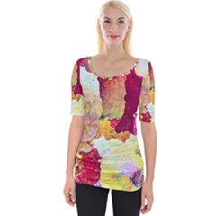 Art Detail Abstract Painting Wax Wide Neckline Tee