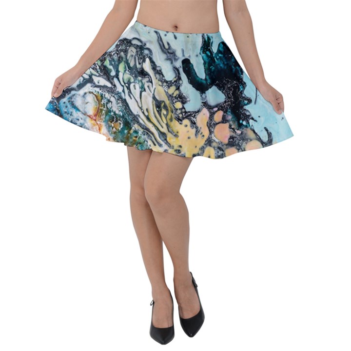 Abstract Structure Background Wax Velvet Skater Skirt