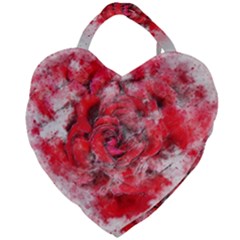 Flower Roses Heart Art Abstract Giant Heart Shaped Tote