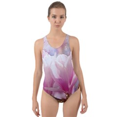 Flowers Magnolia Art Abstract Cut-out Back One Piece Swimsuit by Nexatart