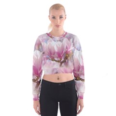 Flowers Magnolia Art Abstract Cropped Sweatshirt