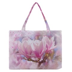 Flowers Magnolia Art Abstract Zipper Medium Tote Bag