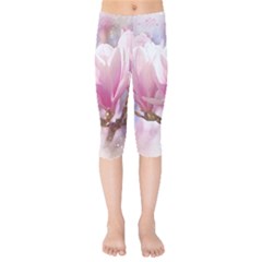 Flowers Magnolia Art Abstract Kids  Capri Leggings  by Nexatart