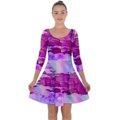 Background Crack Art Abstract Quarter Sleeve Skater Dress