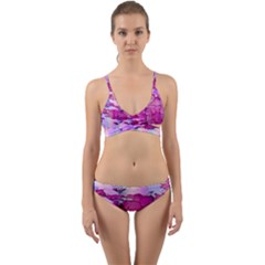 Background Crack Art Abstract Wrap Around Bikini Set by Nexatart