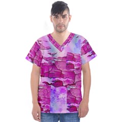 Background Crack Art Abstract Men s V-neck Scrub Top