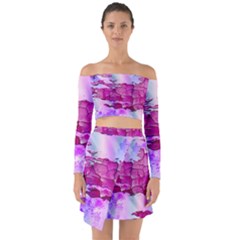 Background Crack Art Abstract Off Shoulder Top With Skirt Set