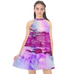 Background Crack Art Abstract Halter Neckline Chiffon Dress  by Nexatart