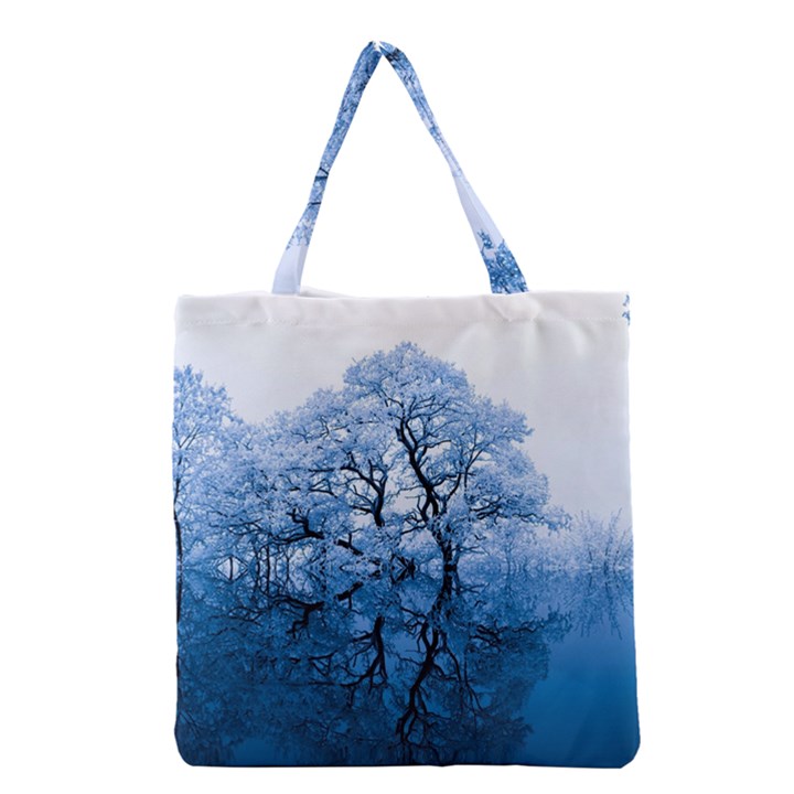 Nature Inspiration Trees Blue Grocery Tote Bag