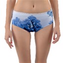 Nature Inspiration Trees Blue Reversible Mid-Waist Bikini Bottoms View1