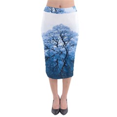 Nature Inspiration Trees Blue Midi Pencil Skirt by Nexatart