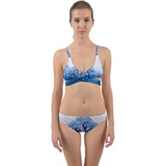 Nature Inspiration Trees Blue Wrap Around Bikini Set