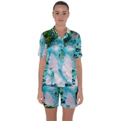 Abstract Art Modern Detail Macro Satin Short Sleeve Pyjamas Set