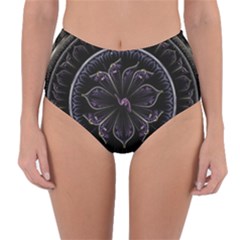 Fractal Abstract Purple Majesty Reversible High-waist Bikini Bottoms