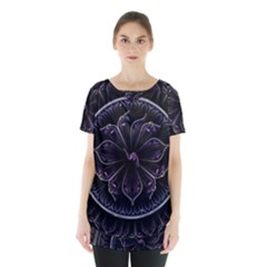 Fractal Abstract Purple Majesty Skirt Hem Sports Top