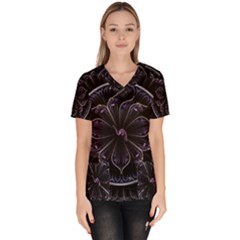 Fractal Abstract Purple Majesty Scrub Top