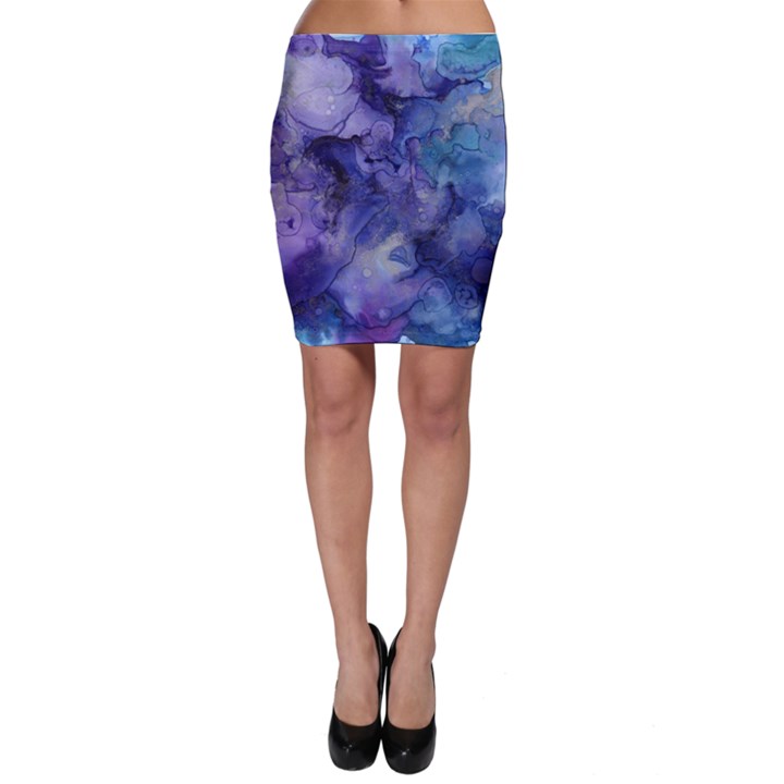 Ink Background Swirl Blue Purple Bodycon Skirt