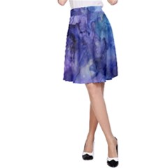 Ink Background Swirl Blue Purple A-line Skirt by Nexatart