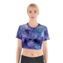 Ink Background Swirl Blue Purple Cotton Crop Top View1