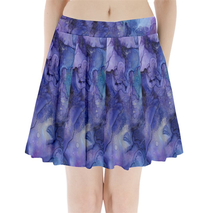 Ink Background Swirl Blue Purple Pleated Mini Skirt