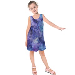 Ink Background Swirl Blue Purple Kids  Sleeveless Dress by Nexatart