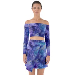 Ink Background Swirl Blue Purple Off Shoulder Top With Skirt Set by Nexatart