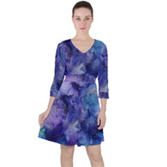 Ink Background Swirl Blue Purple Ruffle Dress by Nexatart