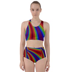 Abstract Pattern Lines Wave Racer Back Bikini Set by Nexatart