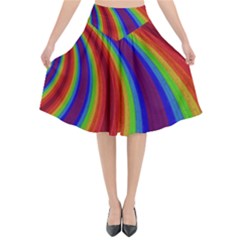 Abstract Pattern Lines Wave Flared Midi Skirt