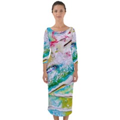 Art Abstract Abstract Art Quarter Sleeve Midi Bodycon Dress