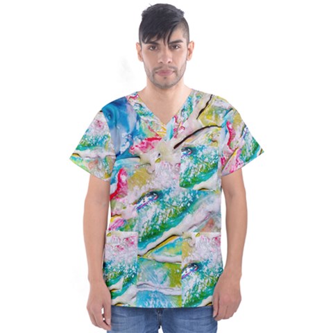 Art Abstract Abstract Art Men s V-neck Scrub Top by Nexatart