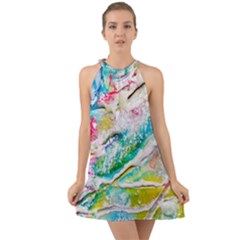 Art Abstract Abstract Art Halter Tie Back Chiffon Dress