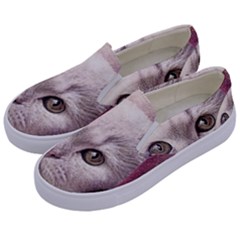 Cat Pet Cute Art Abstract Vintage Kids  Canvas Slip Ons by Nexatart