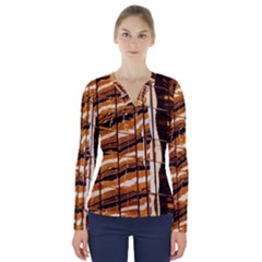 Abstract Architecture Background V-neck Long Sleeve Top by Nexatart