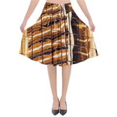 Abstract Architecture Background Flared Midi Skirt