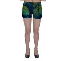 Green Plant Leaf Foliage Nature Skinny Shorts by Nexatart