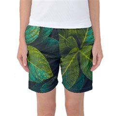 Green Plant Leaf Foliage Nature Women s Basketball Shorts by Nexatart