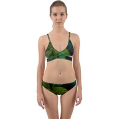 Green Plant Leaf Foliage Nature Wrap Around Bikini Set by Nexatart