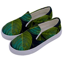 Green Plant Leaf Foliage Nature Kids  Canvas Slip Ons