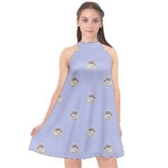 Monster Rats Hand Draw Illustration Pattern Halter Neckline Chiffon Dress  by dflcprints