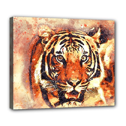 Tiger Portrait Art Abstract Deluxe Canvas 24  X 20   by Nexatart