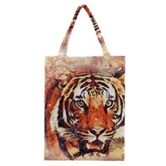 Tiger Portrait Art Abstract Classic Tote Bag by Nexatart