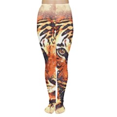 Tiger Portrait Art Abstract Women s Tights by Nexatart