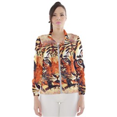 Tiger Portrait Art Abstract Wind Breaker (women) by Nexatart