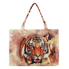 Tiger Portrait Art Abstract Medium Tote Bag by Nexatart