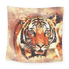 Tiger Portrait Art Abstract Square Tapestry (large)