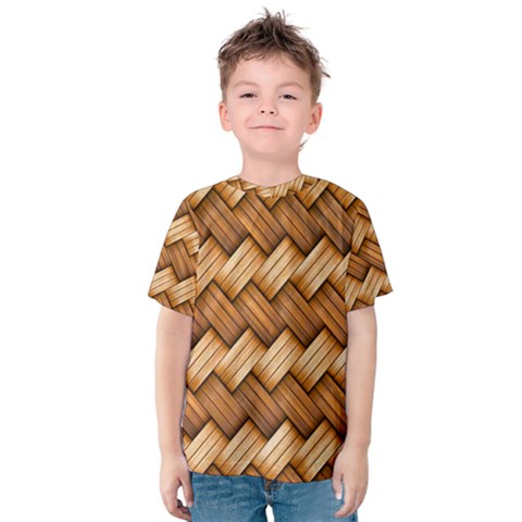 Basket Fibers Basket Texture Braid Kids  Cotton Tee by Nexatart