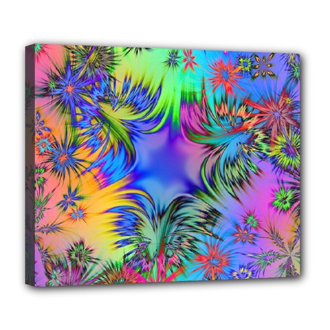 Star Abstract Colorful Fireworks Deluxe Canvas 24  X 20   by Nexatart