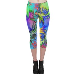 Star Abstract Colorful Fireworks Capri Leggings  by Nexatart